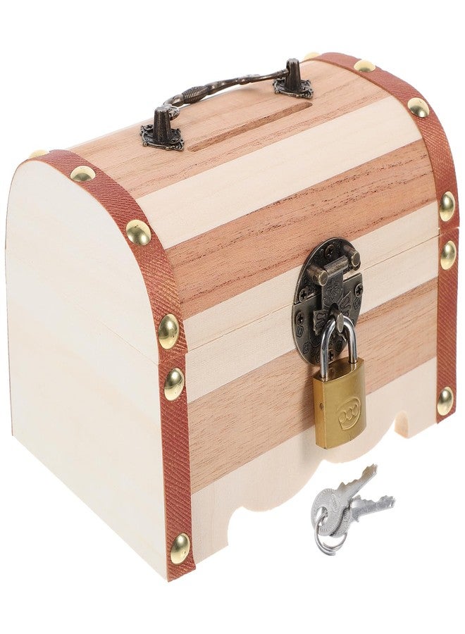 ياردوي حصالة نقود خشبية صلبة من ياردوي مع قفل، حصالة نقود للأطفال، وعاء لحفظ العملات المعدنية، مناسبة للمنزل والمكتب، صندوق نقود خشبي قابل للتلوين، مناسب للأطفال الصغار والأطفال. - Image 1